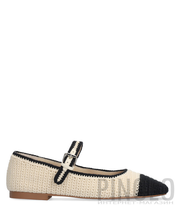 Балетки связанные крючком BIBI LOU 657Z87VK с ремешком белые