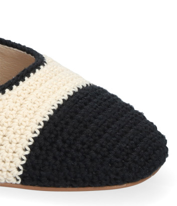 Балетки связанные крючком BIBI LOU 657Z87VK с ремешком белые