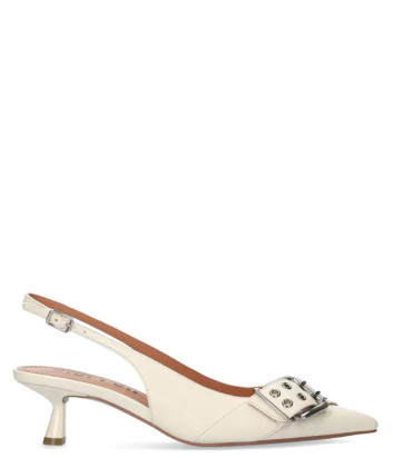 Кожаные туфли-лодочки BIBI LOU 521Z10VK c пряжкой белые