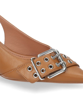 Кожаные туфли-лодочки BIBI LOU 521Z10VK c пряжкой рыжие