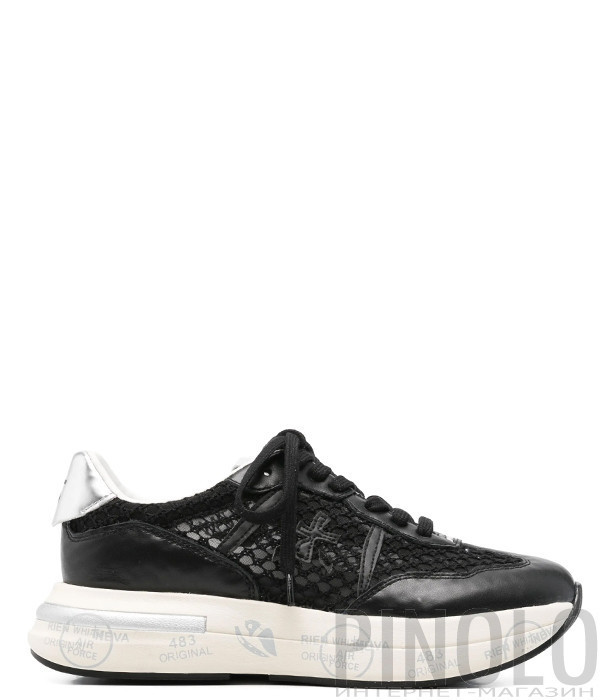 Жіночі кросівки PREMIATA Cassie 7389 на платформі із сіткою чорні