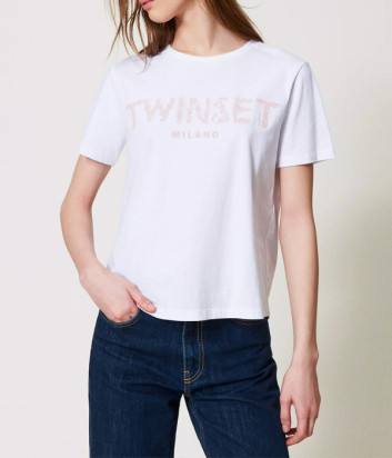 Футболка TWINSET 251TT2042 з вишитим логотипом біла