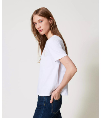 Футболка TWINSET 251TT2042 с вышитым логотипом белая