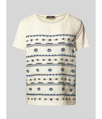 Бежевая футболка WEEKEND Max Mara BONDENO с цветной вышивкой спереди