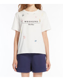 Футболка WEEKEND Max Mara OLGA з вишитим малюнком спереду біла