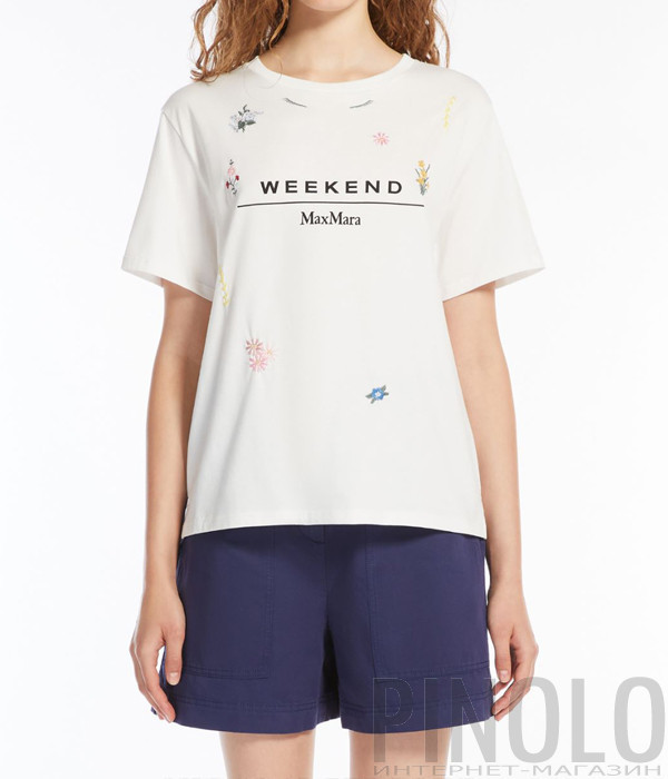 Футболка WEEKEND Max Mara OLGA з вишитим малюнком спереду біла