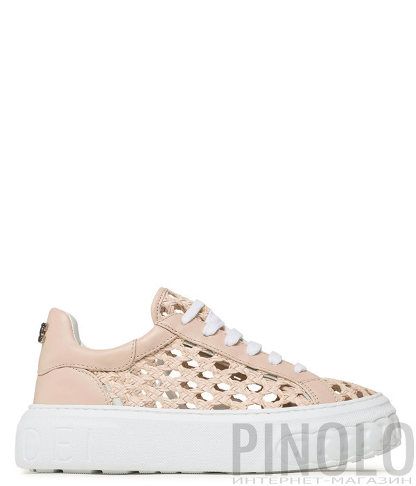 Кожаные кроссовки CASADEI 2X951V0201C с крупной перфорацией бежевые