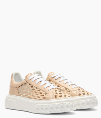 Кожаные кроссовки CASADEI 2X951V0201C с крупной перфорацией бежевые
