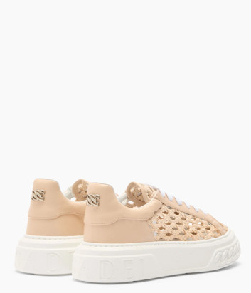 Кожаные кроссовки CASADEI 2X951V0201C с крупной перфорацией бежевые