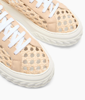 Кожаные кроссовки CASADEI 2X951V0201C с крупной перфорацией бежевые