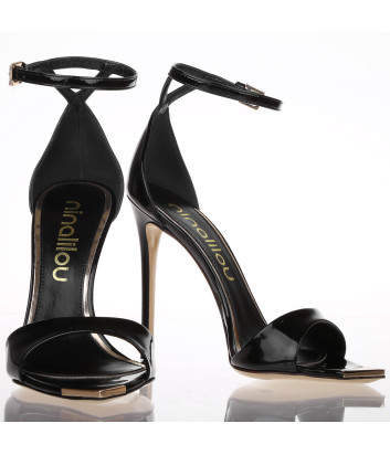 Босоножки в лаковой коже NINALILOU 351010 черные