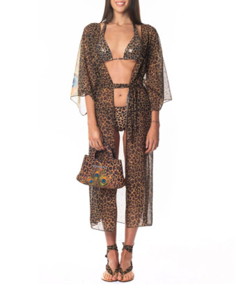 Пляжна накидка - кімоно ACQUADICOCCO AQ51325 з леопардовим принтом
