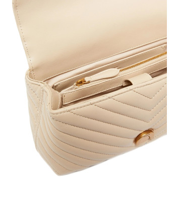 Сумка в стеганной коже PINKO Love Lady Puff Mini 100044 с золотистой фурнитурой бежевая