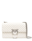 Сумка в стеганной коже PINKO Love One Classic 100941 с серебристой фурнитурой белая