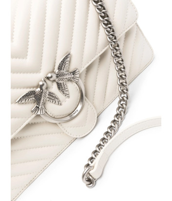 Сумка в стеганной коже PINKO Love One Classic 100941 с серебристой фурнитурой белая