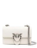Сумка в гладкой коже PINKO Love One Mini 100074 с серебристой фурнитурой белая