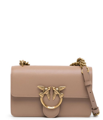 Сумка с золотистой фурнитурой PINKO Love One Mini 100074 в гладкой коже бежевая