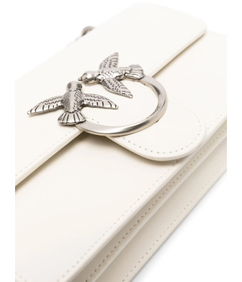 Сумка в гладкой коже PINKO Love One Mini 100074 с серебристой фурнитурой белая