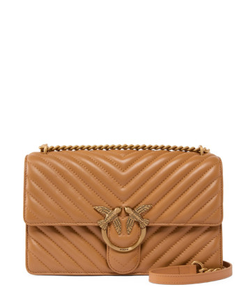 Сумка в стеганной коже PINKO Love One Classic 100941 с золотистой фурнитурой рыжая