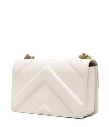 Сумка в стеганной коже PINKO Mini Love 104550 с золотистой фурнитурой кремовая