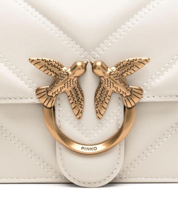 Сумка в стеганной коже PINKO Mini Love 104550 с золотистой фурнитурой кремовая