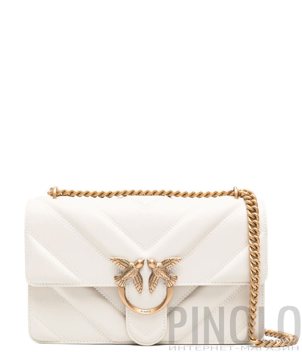 Сумка в стеганной коже PINKO Love Bag Classic 104549 с золотистой фурнитурой кремовая