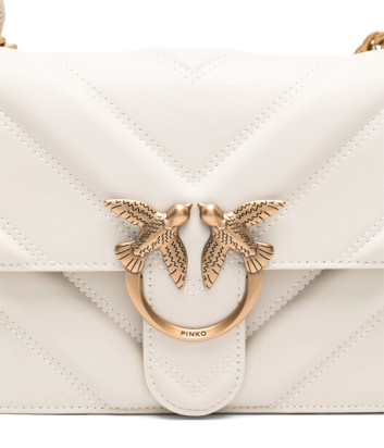 Сумка в стеганной коже PINKO Love Bag Classic 104549 с золотистой фурнитурой кремовая