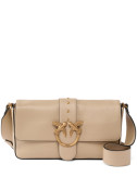 Кожаная сумка PINKO Love One Classic Slouchy 104524 с широким плечевым ремнем бежевая