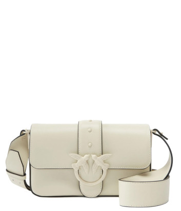 Кожаная сумка PINKO Love One Mini Slouchy 104340 с широким плечевым ремнем белая