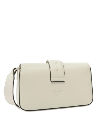 Кожаная сумка PINKO Love One Mini Slouchy 104340 с широким плечевым ремнем белая