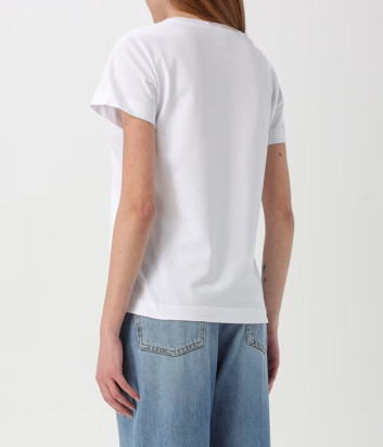 Футболка PINKO 100355 A2HN с вышитым логотипом белая