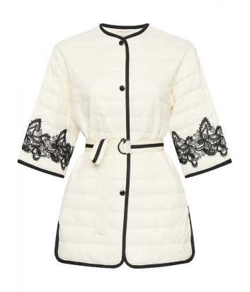 Тонкий пуховик ERMANNO FIRENZE D46EA002EM0 белый с черным кружевом