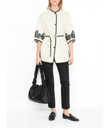 Тонкий пуховик ERMANNO FIRENZE D46EA002EM0 белый с черным кружевом