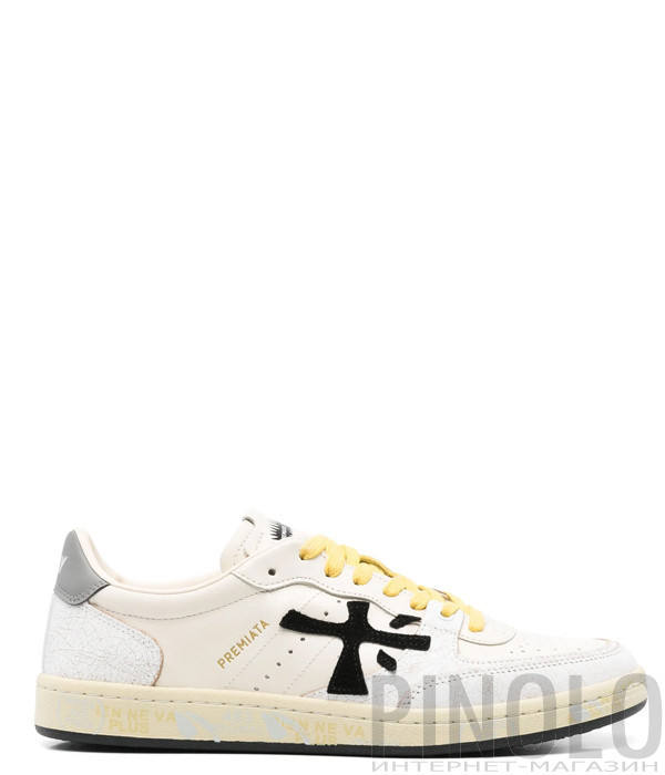 Кожаные кеды PREMIATA BSKT CLAYD 7266 с перфорацией белые