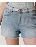 Джинсовые шорты с поясом TWINSET 251TT2262 голубые