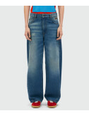 Широкие джинсы MSGM 3841MDP230L потертые синие
