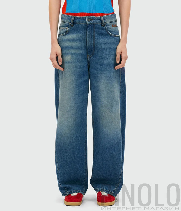 Широкі джинси MSGM 3841MDP230L потерті сині