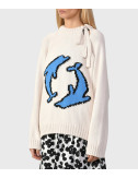 Хлопковый джемпер MSGM 3841MDM205 украшен принтом с дельфинами