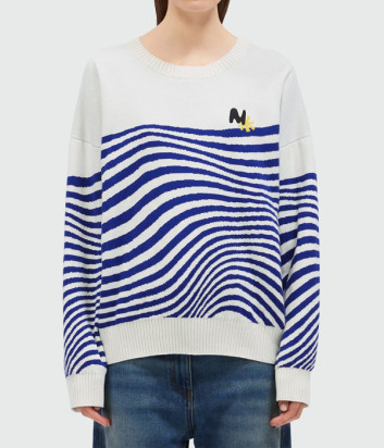Хлопковый свитер MSGM 3841MDM194 с волнистым узором
