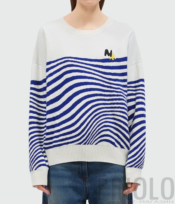 Хлопковый свитер MSGM 3841MDM194 с волнистым узором