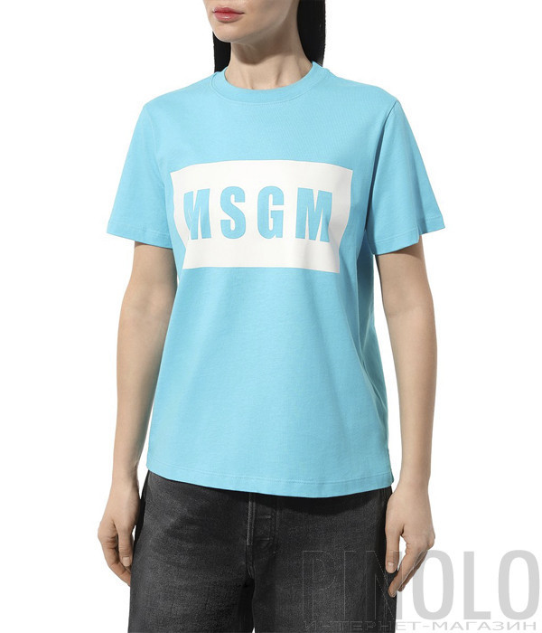 Футболка з логотипом MSGM 3841MDM520 блакитна