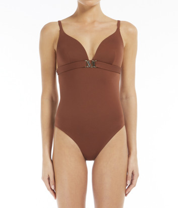 Сплошной купальник MAX MARA Celine с формованной чашкой коричневый