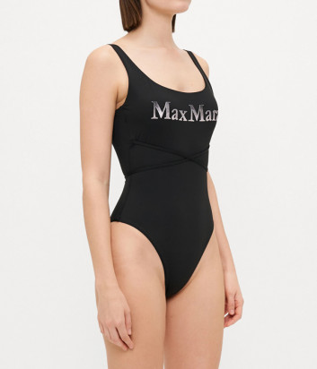 Сплошной купальник MAX MARA Carisma дополнен логотипом и поясом черный