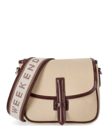 Сумка через плечо из холста WEEKEND Max Mara GAPNEW с кожаными деталями бежевая
