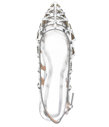 Кожаные балетки ASH Bazaar M-150144-005 с заклепками серебристые