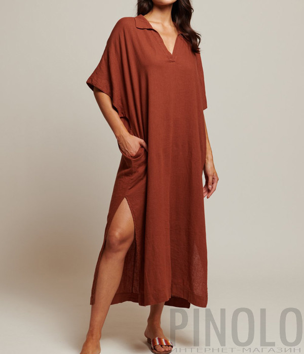 Платье оверсайз MOKI-B BKC5-514-2391 (в наличии в коричневом и белом цвете)