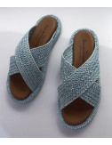 Женские кожаные сандалии THE SANDALS FACTORY 2564 голубые