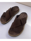 Чоловічі замшеві сандалі THE SANDALS FACTORY 8017 коричневі
