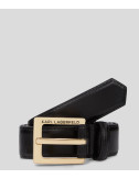 Шкіряний ремінь KARL LAGERFELD A1W33147 із золотою фурнітурою чорний
