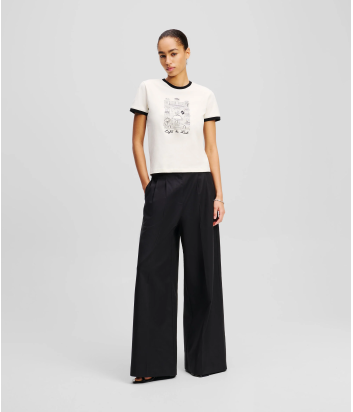 Хлопковая футболка KARL LAGERFELD A2W17087 с принтом бежевая